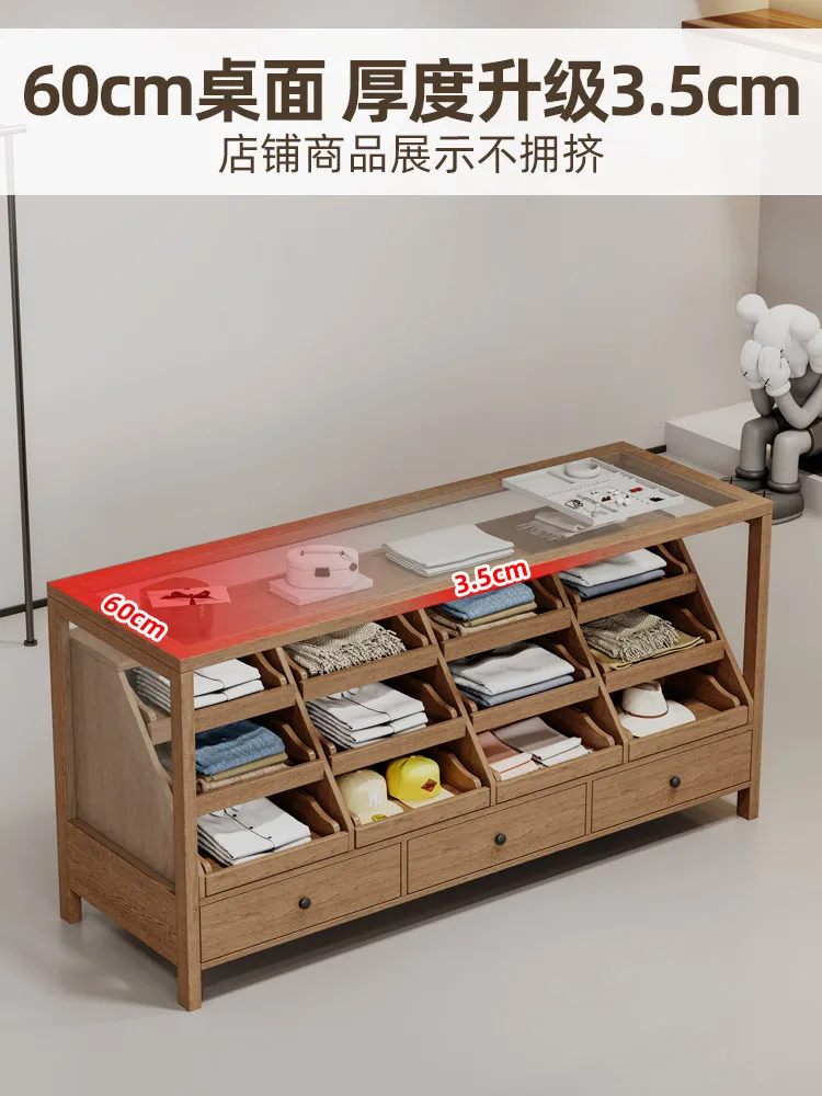 Clothing Store Solid Wood Glass Zhongdao Tai Children's Clothing Store Zhongdao Cabinet Display Cabinet Product Display Desk
