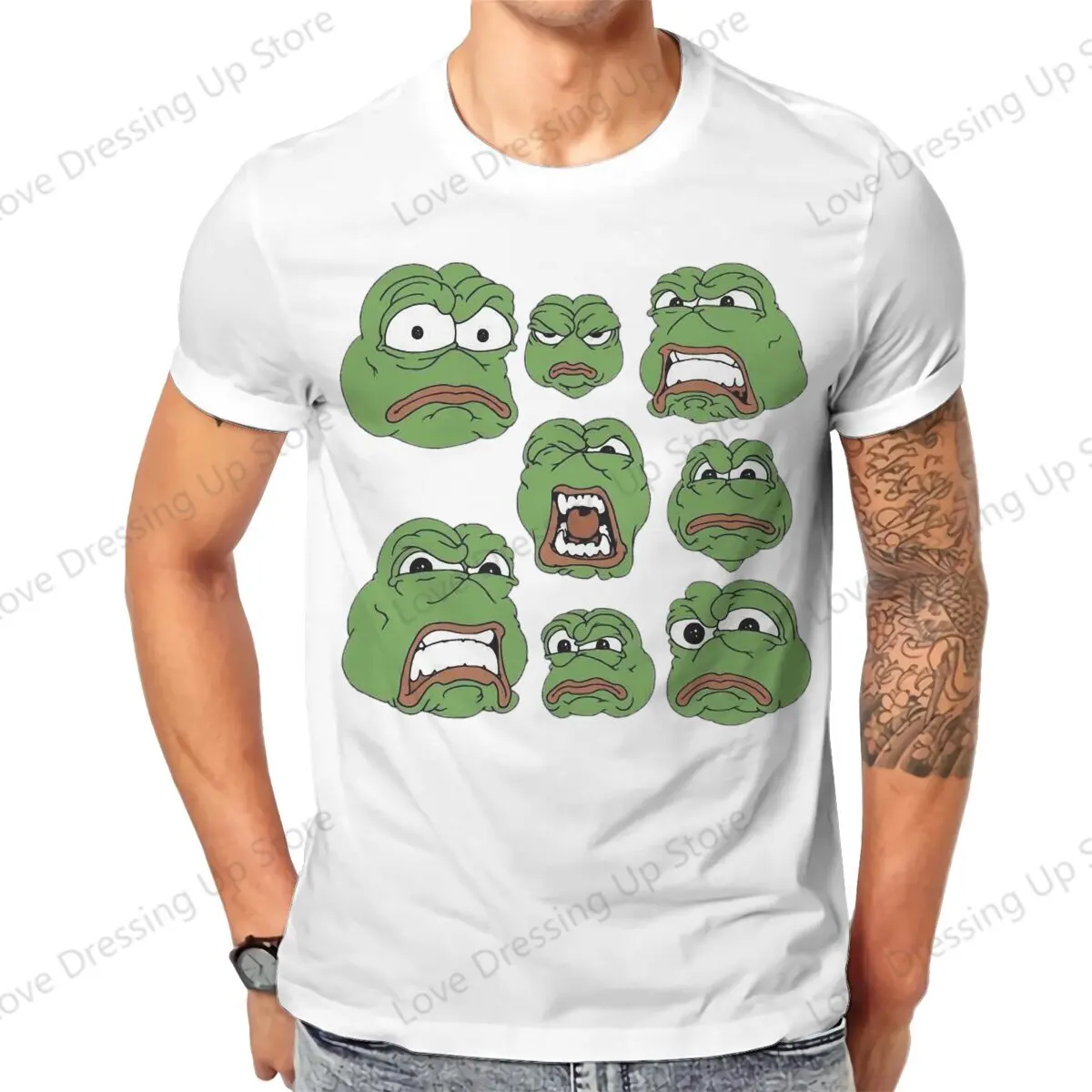 

100%Pure Cotton Printed Men T-Shirt Pepe funny meme Short sleeve Tshirts O-Neck Tee Funny Tops