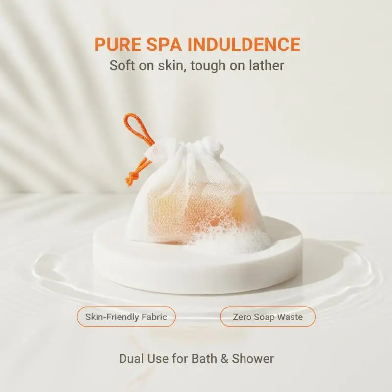 8Pcs Soft Foaming Soap Net Bag Exfoliating Bath Pouch Reusable Gentle Bubble Maker for Face Body Shower Daily Use