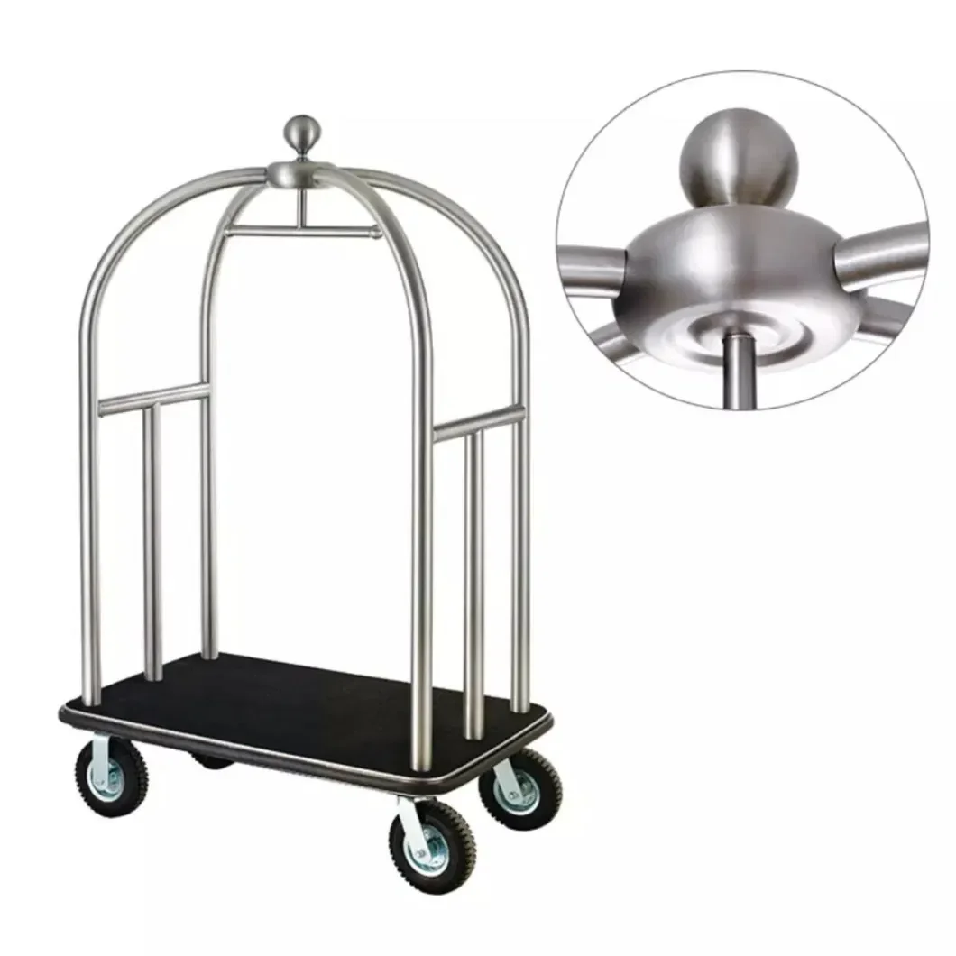 

Metal Hotel Luggage Trolley Cheap Price Gold Birdcage Luggage Cart