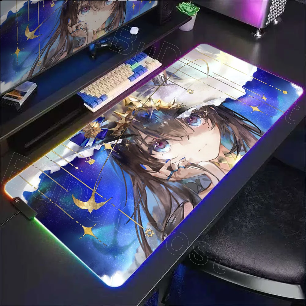 RGB LED Arknights Gabinete Mouse Pad Gamer Large Custom Home New Mousepad XXL Desk Mats Soft Natural Rubber Computer Table Mat