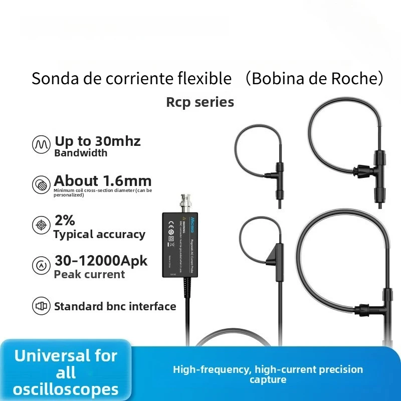 Micsig RCP60XS RCP600XS RCP300XS RCP Flexible Rogowski Coil High Bandwidth AC Current Probe BNC Connector for Oscilloscope