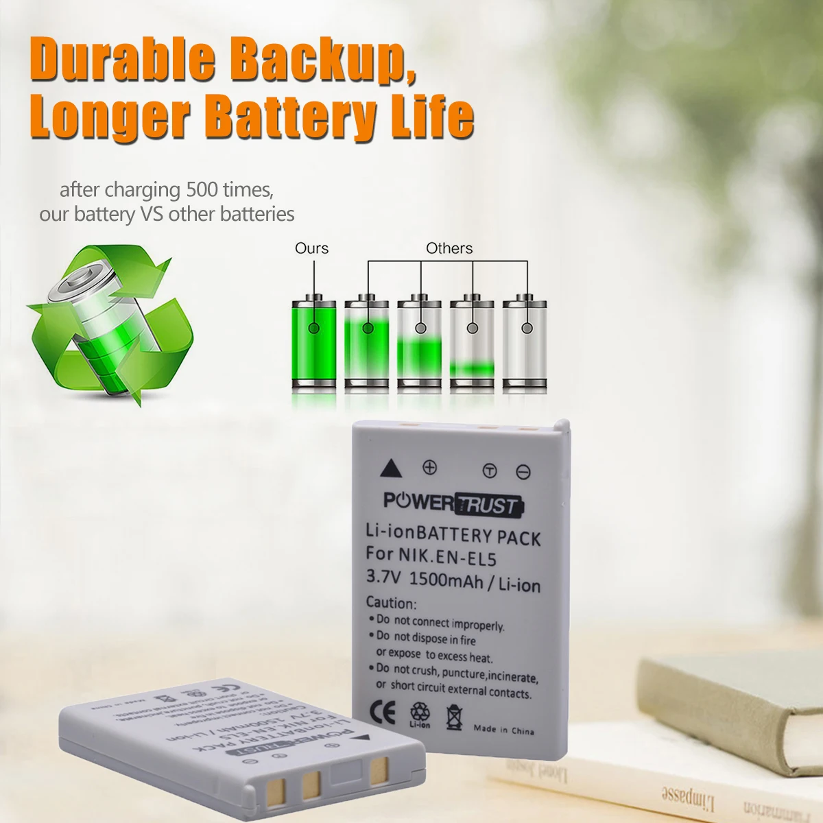 EN-EL5 ENEL5 1800mAh Battery + Charger for Nikon Coolpix 3700 4200 5200 5900 7900 P5000 P3 P4 S10 P90 P530 P520 P510 P100 P500