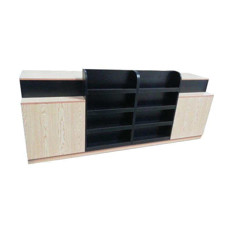 

Customization Wood Pharmacy And Cosmetic Store Checkout Counter With Snack Stand