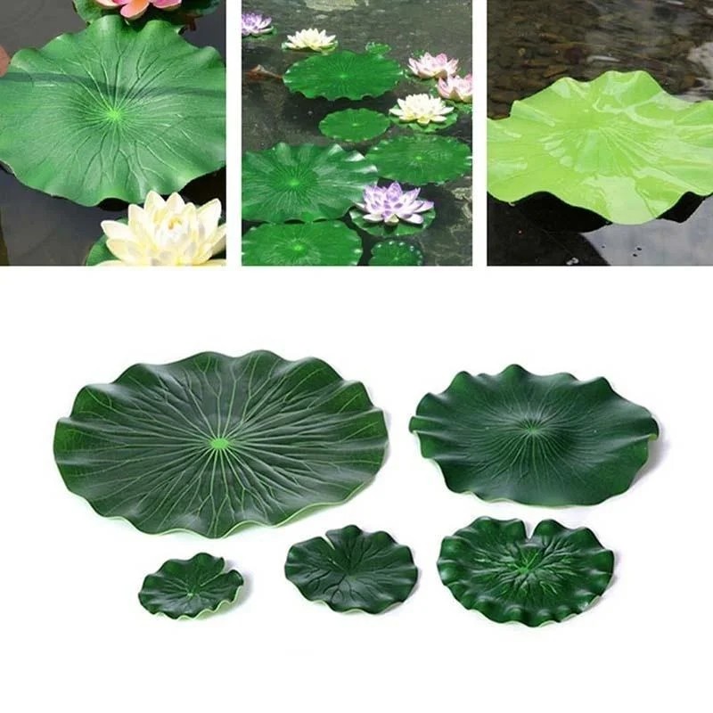 Hojas de Loto Artificiales Flotantes para Estanques y Acuarios - imagen 4
