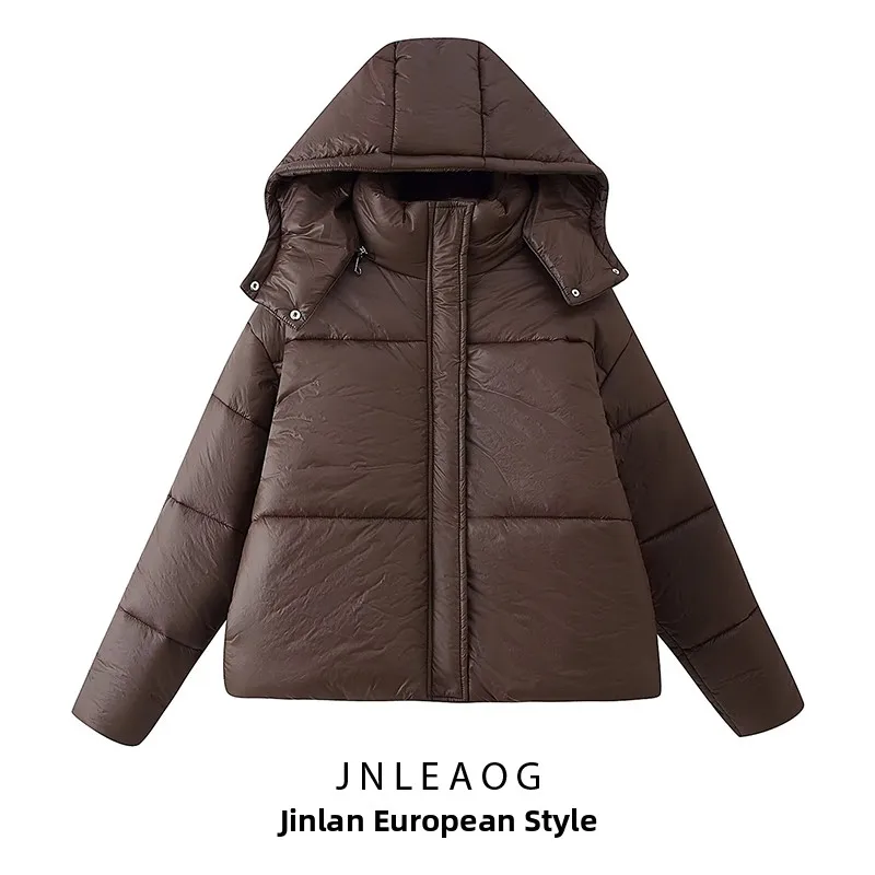 JNLEAOG feminino Thiened longo Sve com capuz cor pura algodão Jaet gola rua Sle outono nova chegada