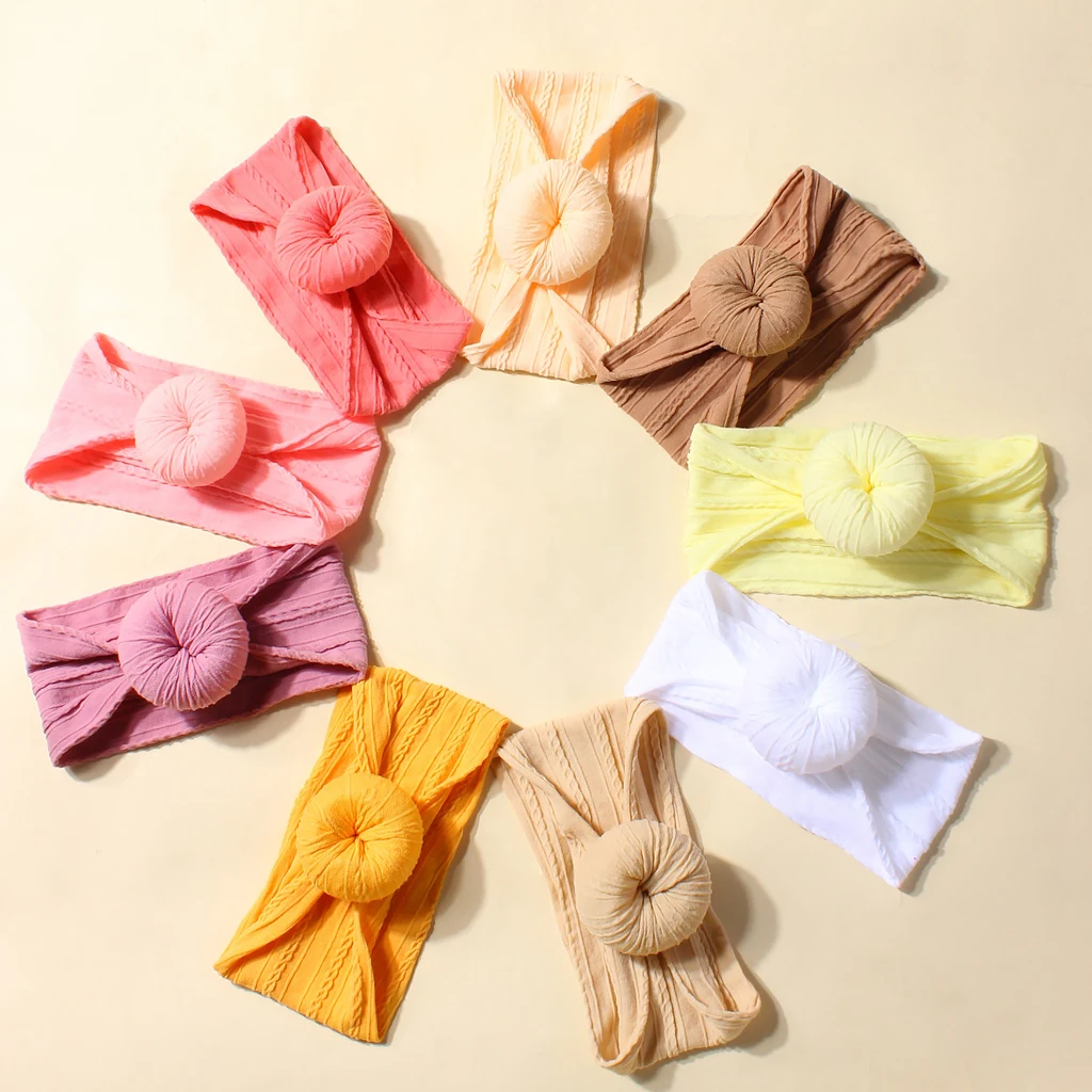 

9-Color Set Fashion Baby and Toddler Nylon Jacquard Headbands Soft Donut Nylon Ribbon Children's Hair Accessories
