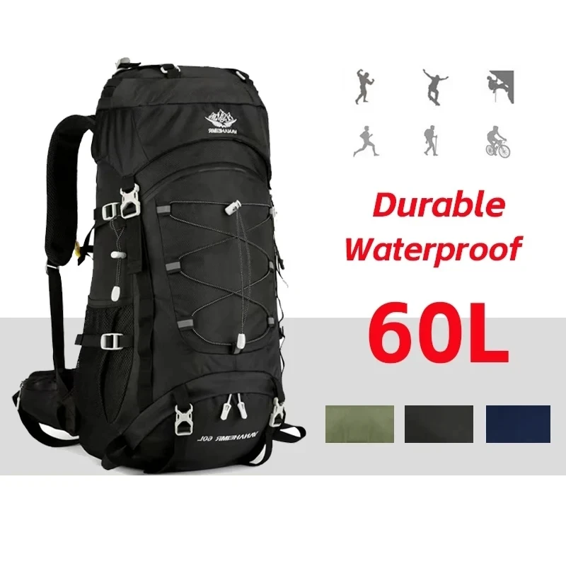 60L Camping Backpack Large Capacity Outdoor Climbing Bag Waterproof Mountaineering Hiking Trekking Sport Bags