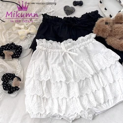 Mikumn Harajuku Women Kawaii Lolita Style Cotton Embroidered Lace Pumpkin Shorts Vintage Kawaii Bloomers