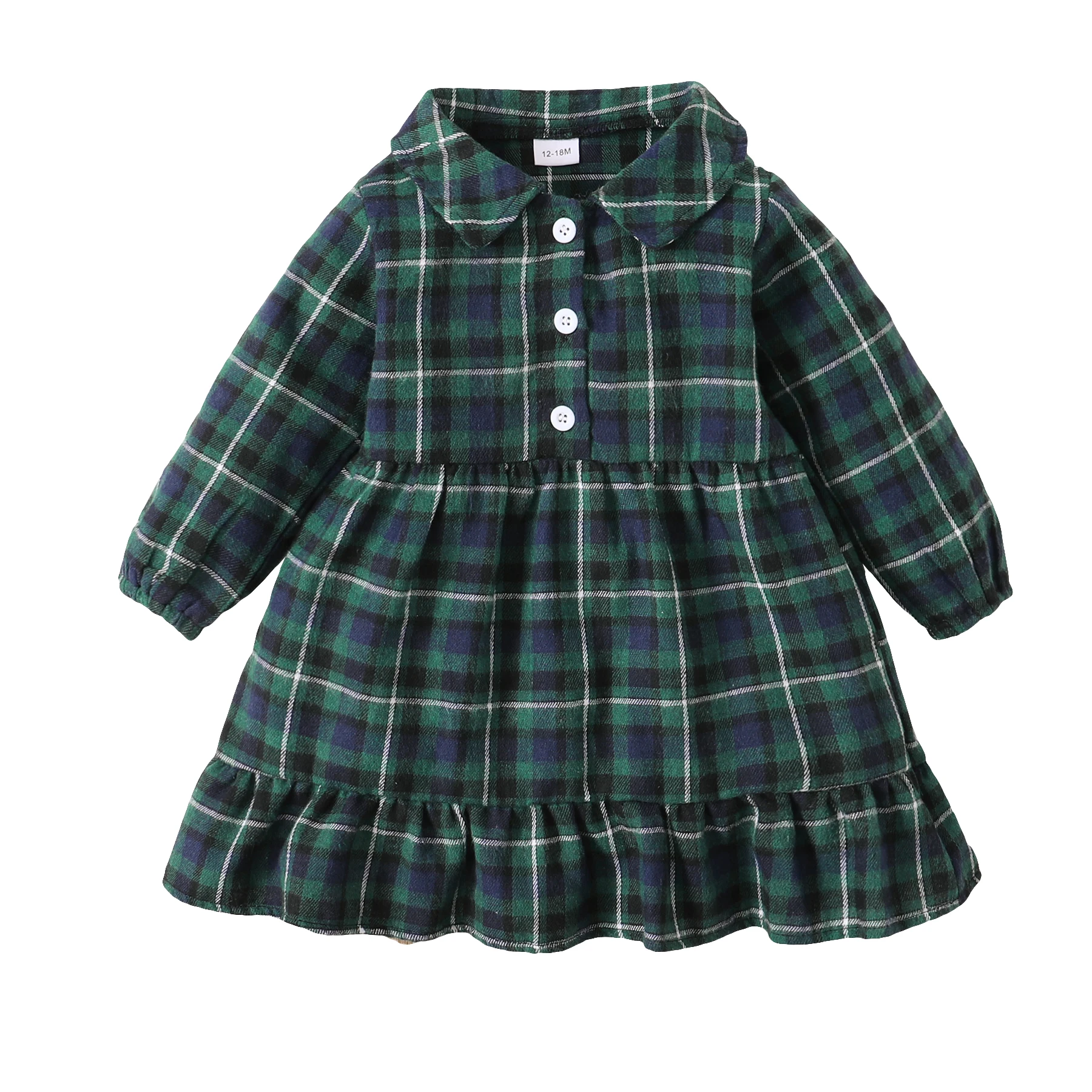 2022 New Baby Girl Christmas Dresses Long Sleeve Red Green Plaid Infant Girls Dress  Knit Crewneck Xmas Costumes