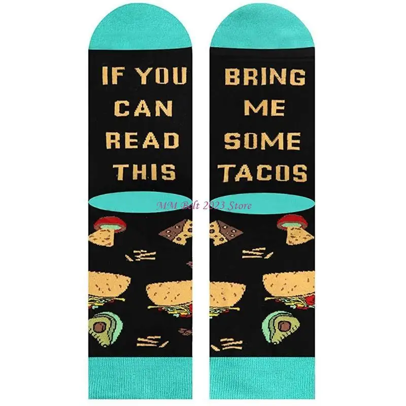 49ME Men Women Novelty Funny Saying Socks If You Can Read This Sushi Tacos Letters Print Hosiery Gifts