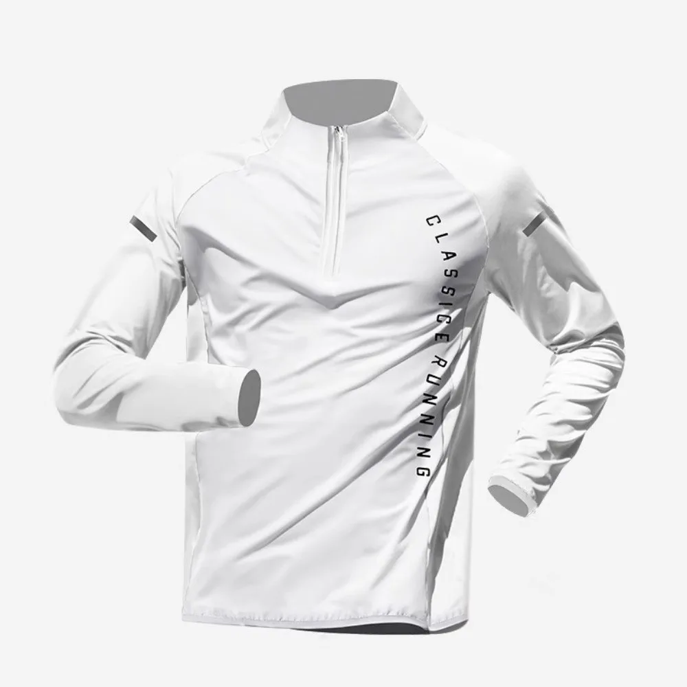 

Long Sleeved Men's Fitness T-shirt Quick Dry Sportswear Sport Running Shirts with Reflective Strip Tops Men Sport T-shirt