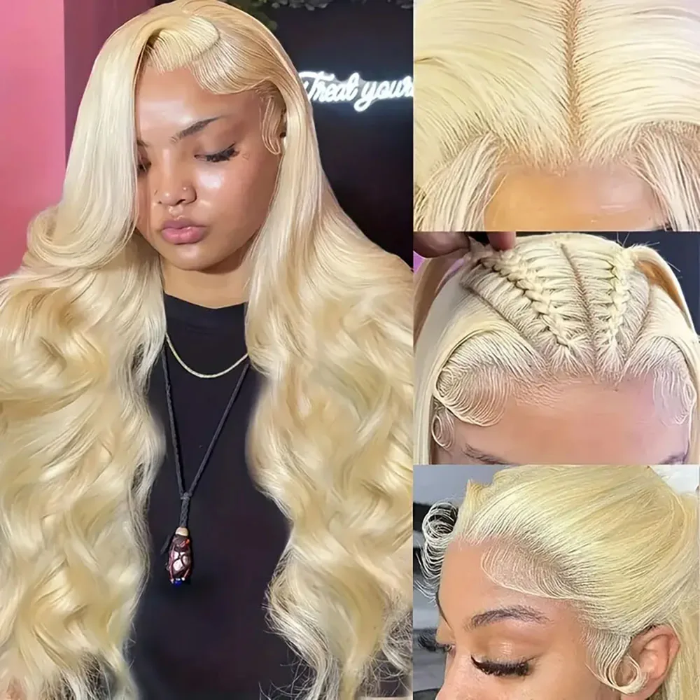 

Body Wave Lace Front Wigs Human Hair Blonde 220Density13×4 Pre Plucked With Baby Hair Transparent Lace Frontal Wig For Women613