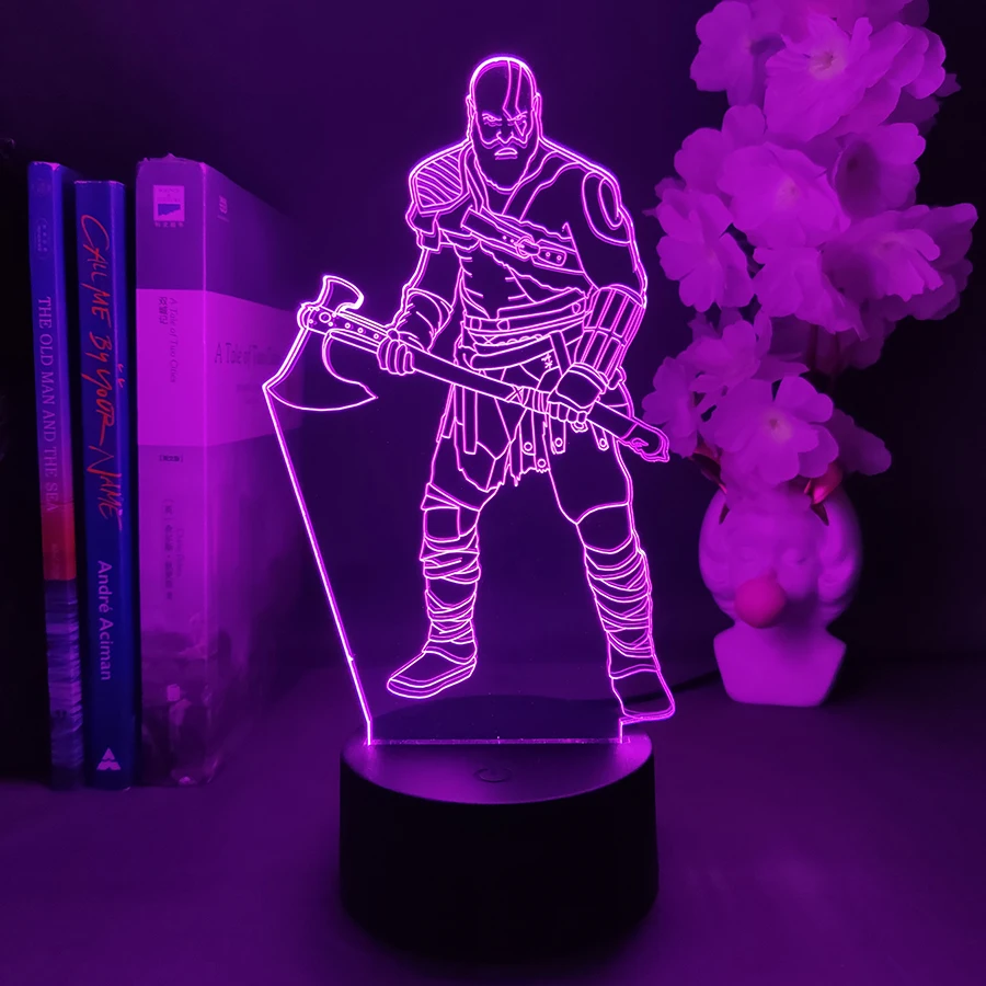 Game God Of War 4 Kratos 3D LED Neon Night Light Bedroom Bedside Decoration Birthday Gift for Friend God Of War 4 Fans Lava Lamp