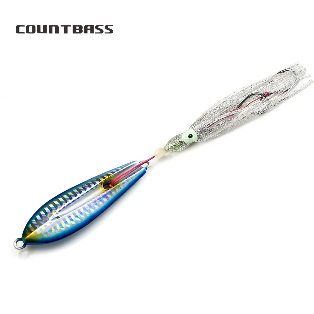 Countbass Inchiku Jig with Assist Hook, Salty Rubber Jigging lures for fishing, Bullet Bottom Ship Snapper 100g 3.5oz