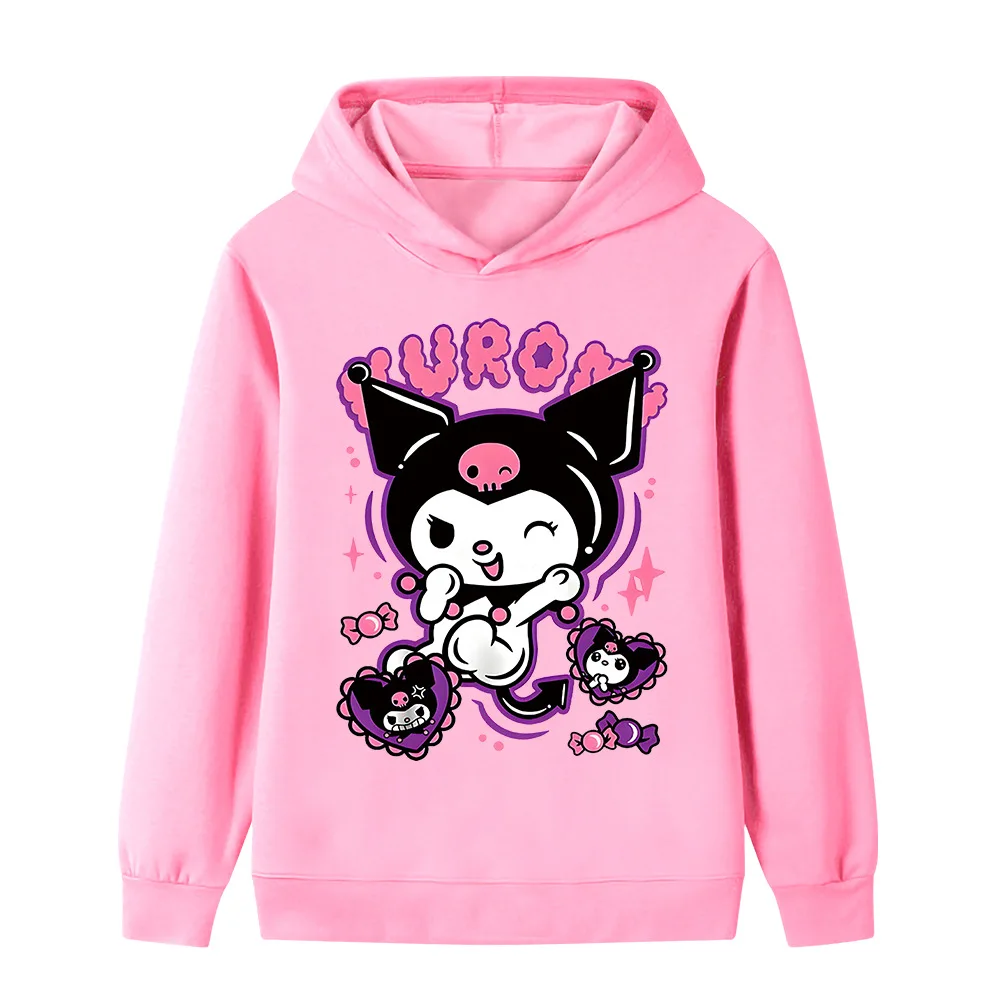 

Girls new Sanrio Kuromi cute print fashion pullover hoodie fall and winter outdoor leisure warm children's hooded sweatshirt