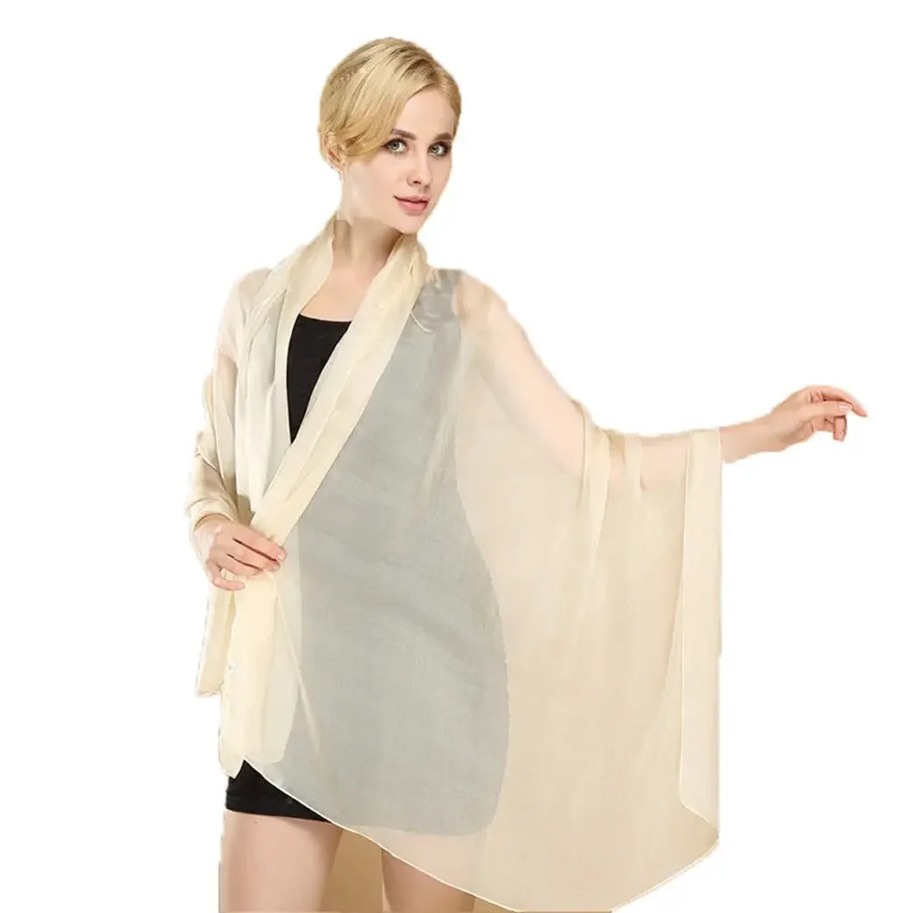 

Women's 100% Silk Sunscreen Shawl Wraps Summer Beach Capes Ultrathin Transparent Breathable 190cm*135cm