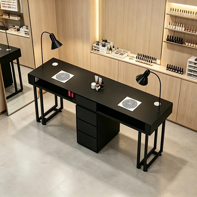 Simple Design Nail Table With Dust Collector Modern Storage French Nail Desk With Drawer Simple Table Manucure Salon Furniture