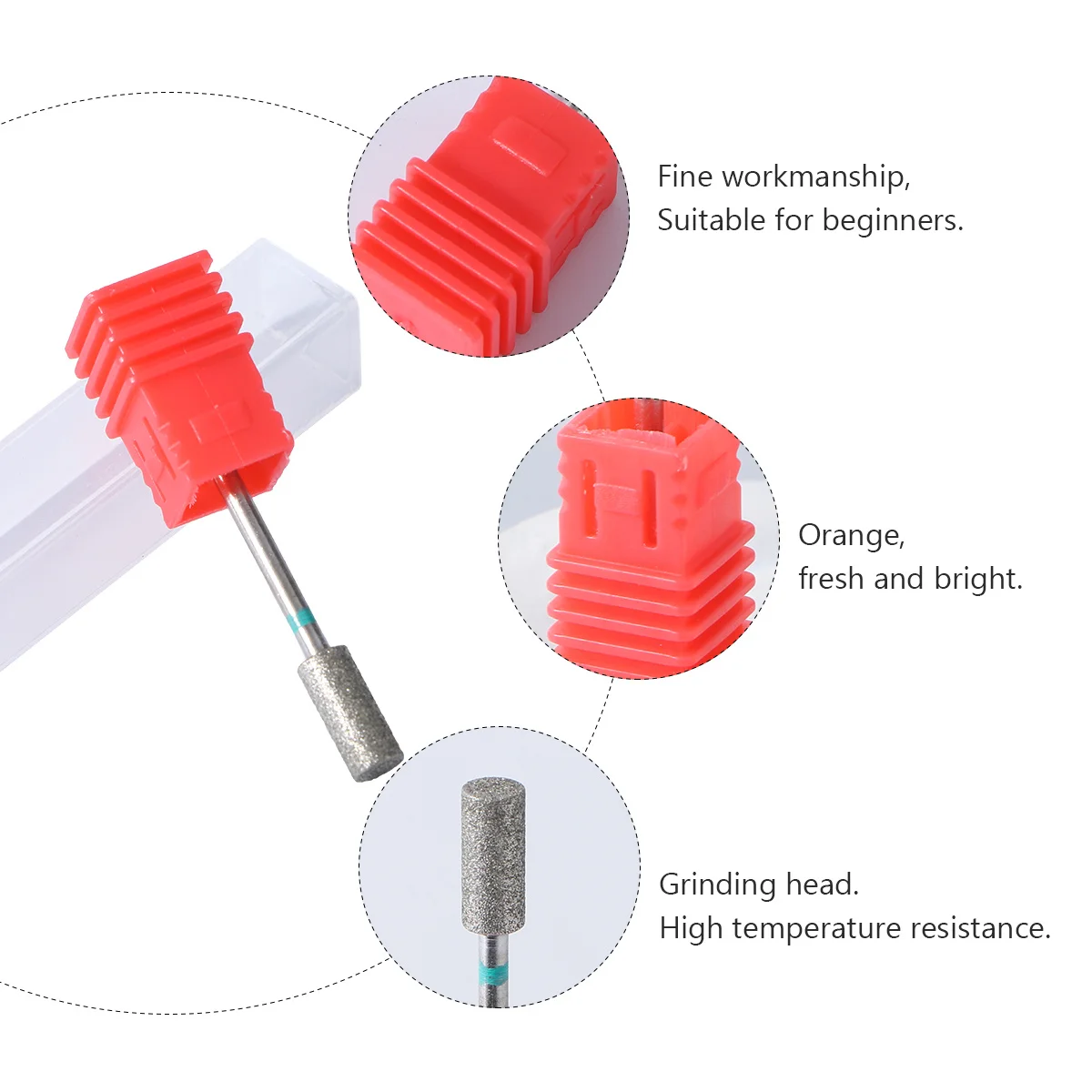 Nail Drill Bits Set 3 Size Ceramic Stone Burr Cutter Professional Manicure Electric Drills Accessory Random Color Remove Dead