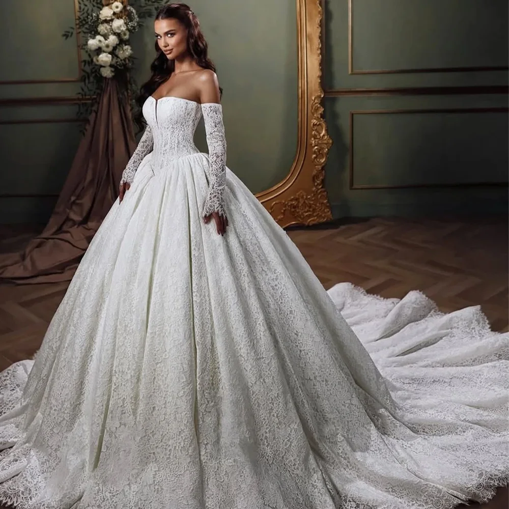 

Temperament Customized A-Line Wedding Dress Elegant Lace Appliques Robe de mariée Dreamy Strapless Sleeveless Robe de mariée