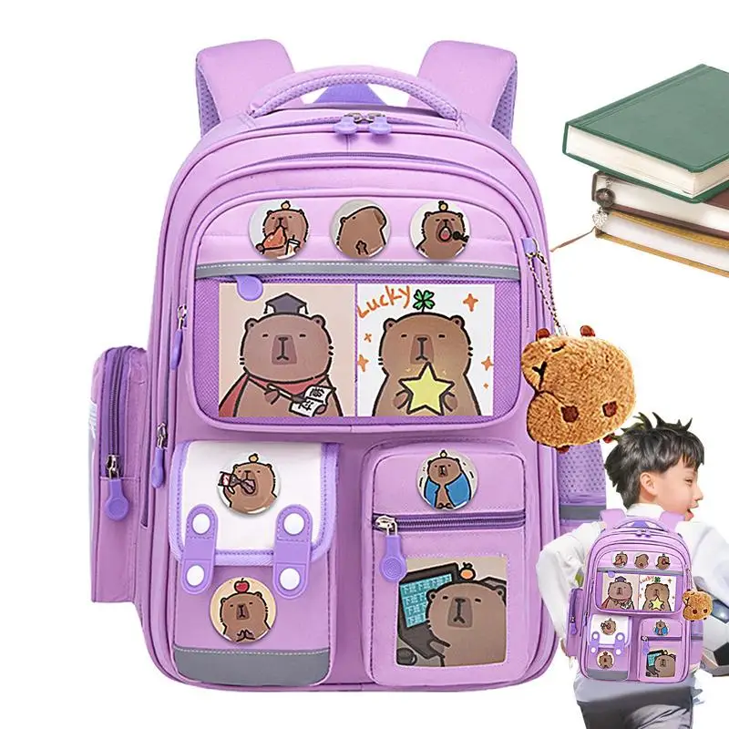 

Capybara Backpack Adorable Cartoon Schoolbag Large Capacity Backpack School Supplies Waterproof Bag For Books Stationery