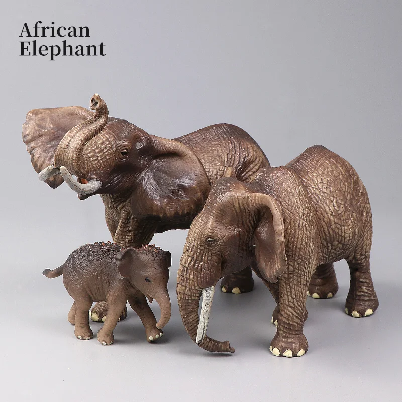Figurki zwierząt dla dzieci, Świat dzikiej przyrody, Realistyczna symulacja, Mamut, Słoń azjatycki, Zestaw, Zabawki edukacyjne