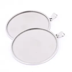 5pcs Stainless Steel Fit 50mm Round Large Cabochon Base Settings Trays Diy Bezel Pendant Necklace Blanks For Jewelry Making