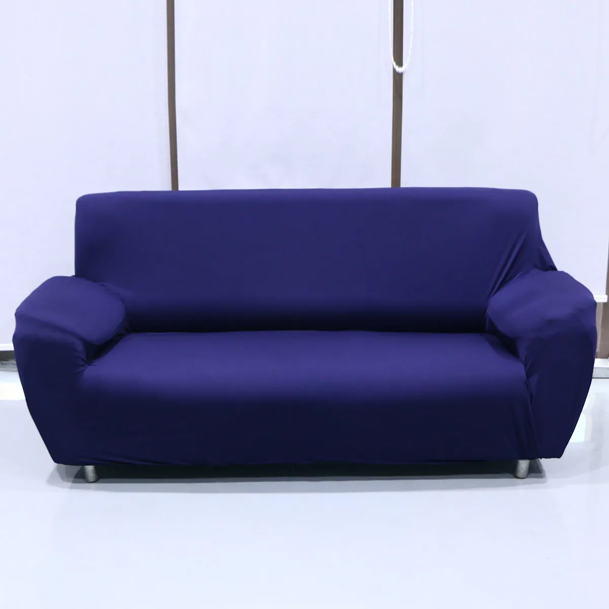 Elastic Sofa Protector Slipcover Set for 3 Seater Navy Fabric Strong Light Proof Easy to Use No Dropping