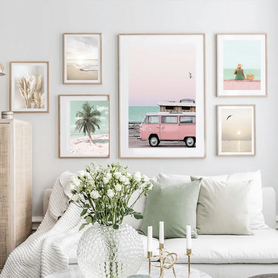 Scandinavian Simple Wall Art Bohemian Reed Beach HD Canvas Oil Painting Posters and Prints Home Bedroom Living Room Decor