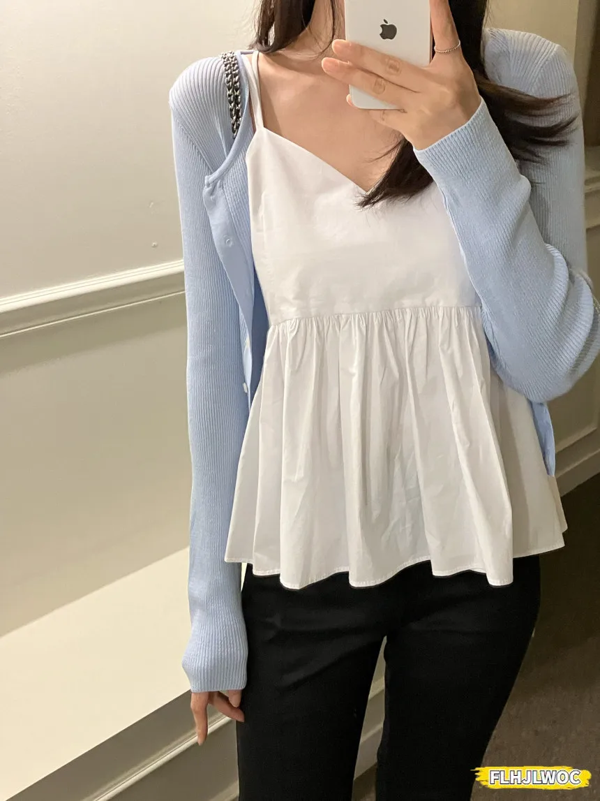 Cute Tops Blouses Doll Shirt Design Woman Fashion Retro Vintage Japan Girls Solid White Sleeveless Vest tops Camis FLHJLWOC