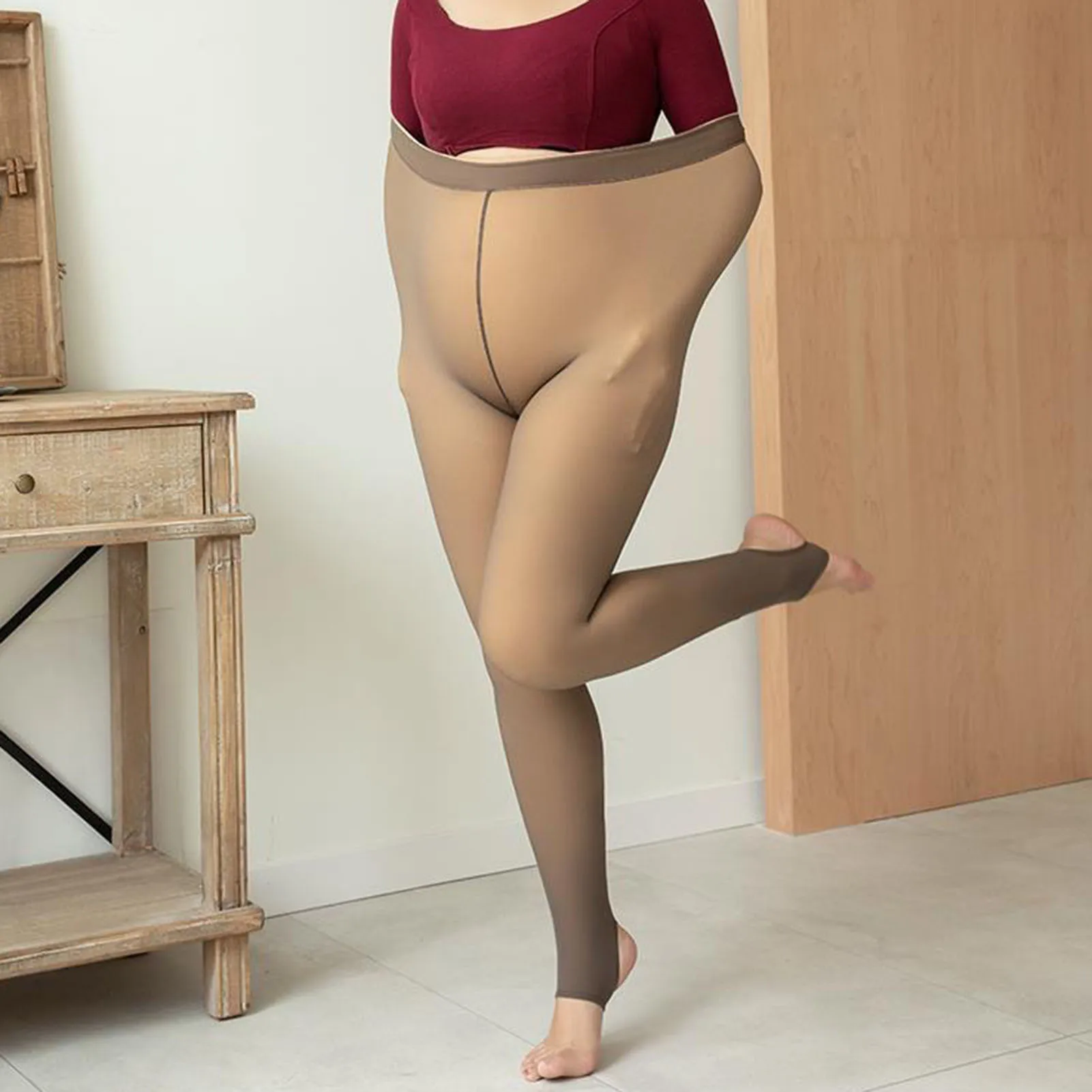 Pantyhose hangat tembus pandang palsu wanita celana ketat transisi Ultra lembut pinggang tinggi untuk hadiah teman ibu Putri Istri