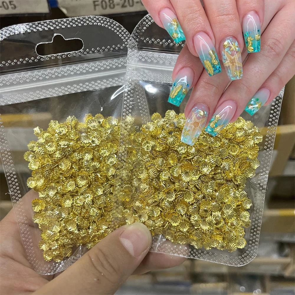 100/200/500/1000pcs Gold/Silver Ocean Theme Metal Studs Mixed Heart Frame Moon Star Gold Jewelry 3D DIY Tips Manicure Accessorie