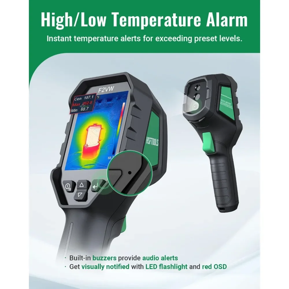 كاميرا حرارية F2VW دقة 256 × 192 بالأشعة تحت الحمراء مع كاميرا بصرية بدقة 2 ميجابكسل، كاميرا تصوير حراري بشاشة 640 × 480 3.2 بوصة #6