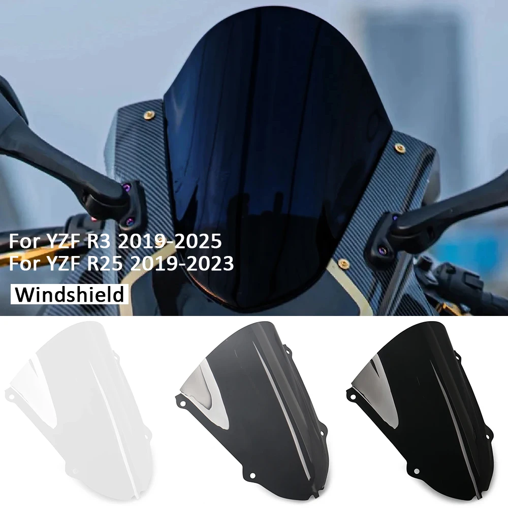 

Двойное ветровое стекло (экран) для Yamaha YZF R3 R25 YZFR3 YZF-R3 2019-2025 – Аксессуары, ветроотражатель