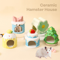 Lovely Pottery Hamster House Pet Bed Hideout Hut Hamster Gerbil House Sleeping Bed for Summer Small Pet Cooling Shed House
