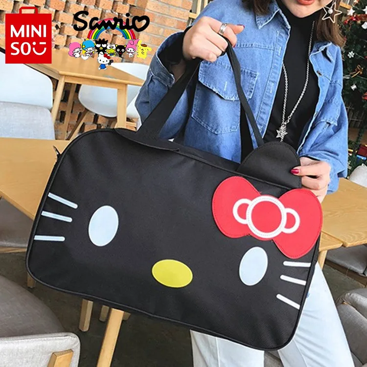 Новая дорожная сумка Miniso Hello Kitty, модная Высококачественная Женская Ручная сумка через плечо, мультяшная вместительная сумка для багажа