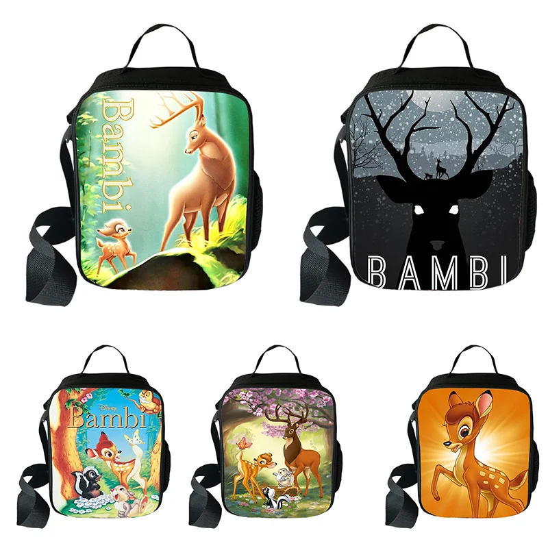 

Hot Bambi Lunch Bags For Student Worker Portable Food Handbag Family Travel Picnic Breakfast Box Child Insulated Food Bag