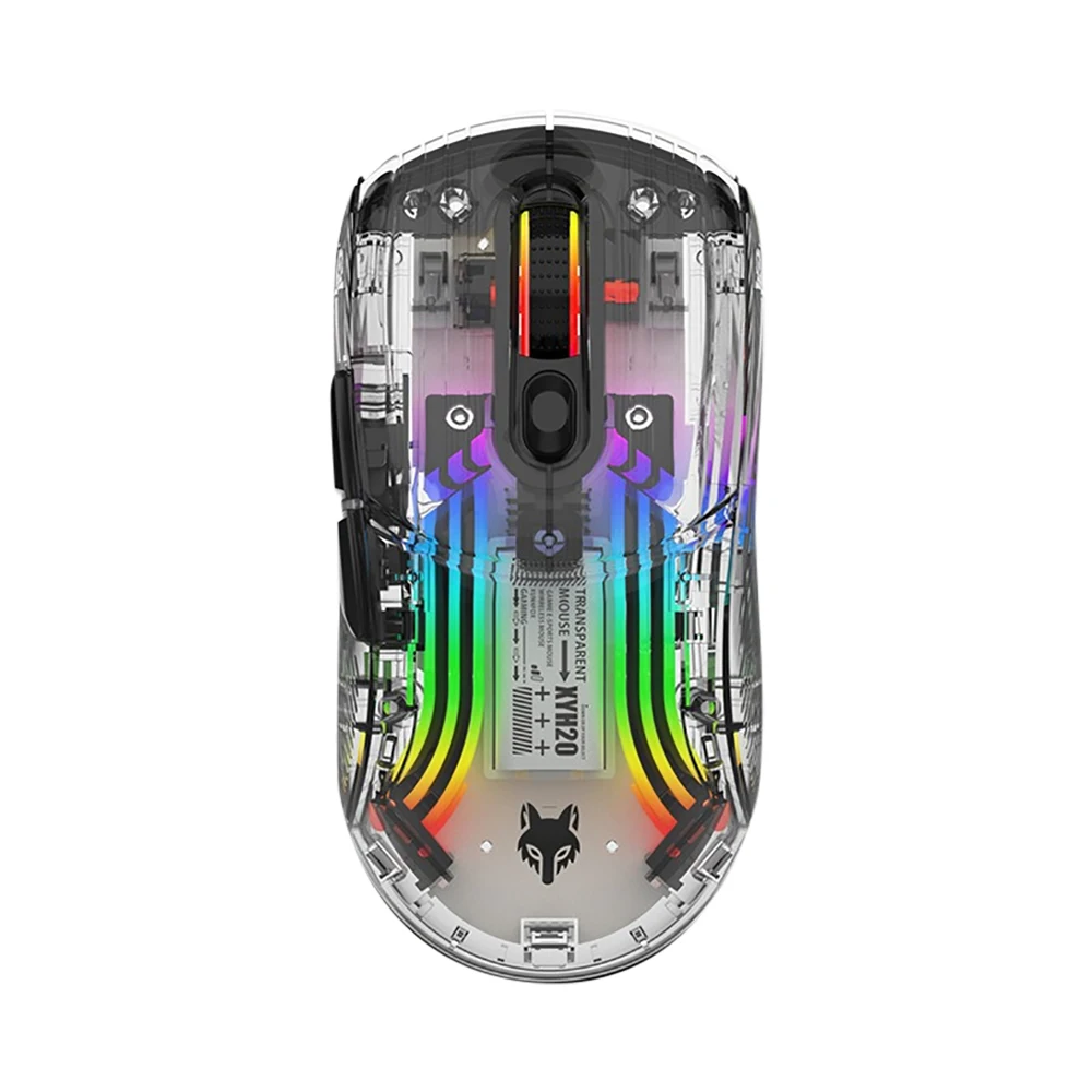 Mouse para jogos sem fio recarregável, RGB LED Backlit, Receptor USB, Fit para laptop, computador, 2.4G