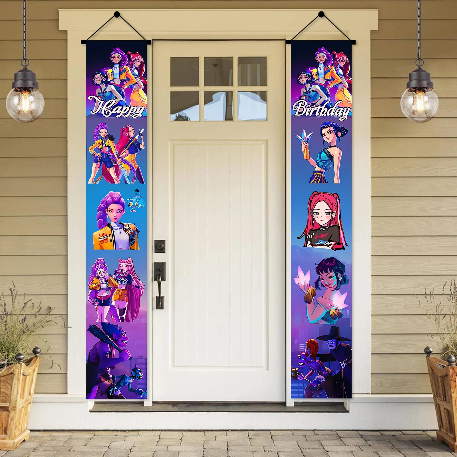 2 قطعة/المجموعة Kpop شيطان الصيادين عيد ميلاد سعيد زوجين حفلة عيد ميلاد الكورية Kpop أنيمي حفلة ساجا بنين فتاة الطرف الديكور صالح #2