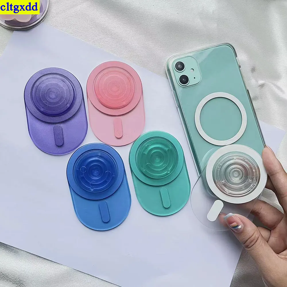 cltgxdd 1 pezzo trasparente color caramella per Magsafe borsa di aspirazione magnetica ellittica magnetica persona pigra supporto base impugnatura del telefono