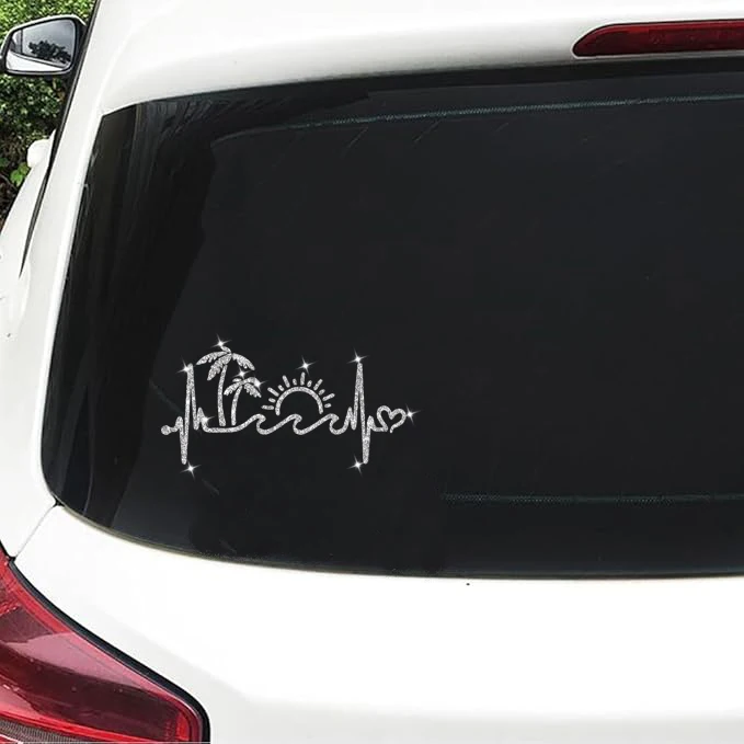 Flash Silver Stickers Sunset Of The Beach Car Decals Car Stickers