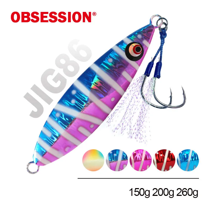 

OBSESSION Slow Metal Jigging Lure Glow 150g 200g 260g Fish Falling Jigs Saltwater Fishing Pitch Pesca Angler Hard Bait Tackle