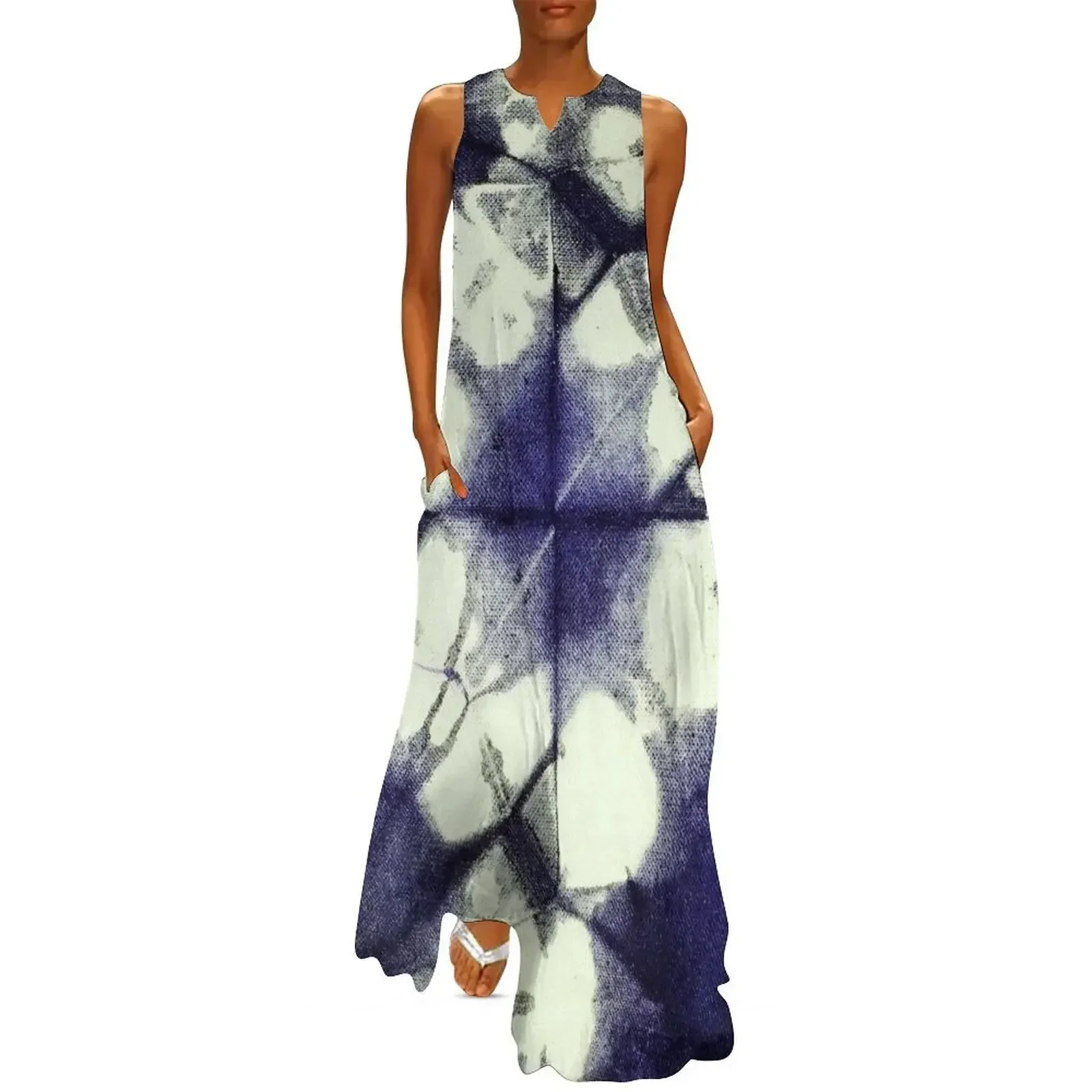 

Indigo Shibori Origami Crane Long Dress beach outfits for women Woman fashion luxury evening dress woman for wedding Dress