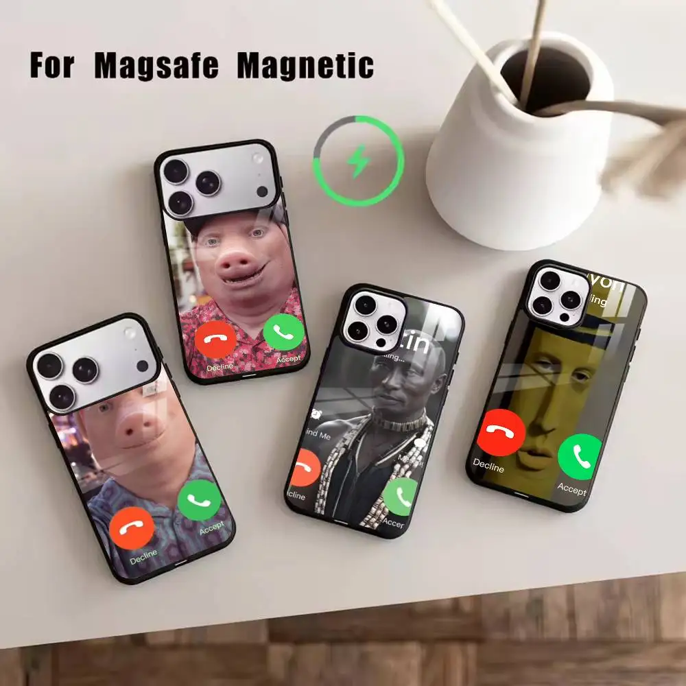 

D-John Pork is Calling. Answer Call Phone Case For iPhone17,16,15,14,13,12,11 Plus,Pro Magnetic with Magsafe Wireless Charging