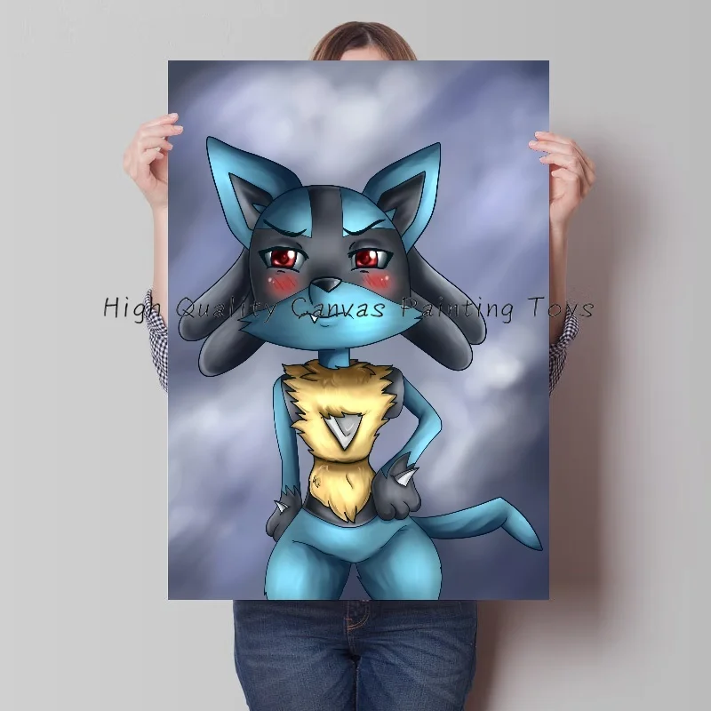 Personalised Lucario Riolu Anime Figures Vintage Abstract Poster Pokemon Art Background Wall Mural Home Room Decor Child Gifts