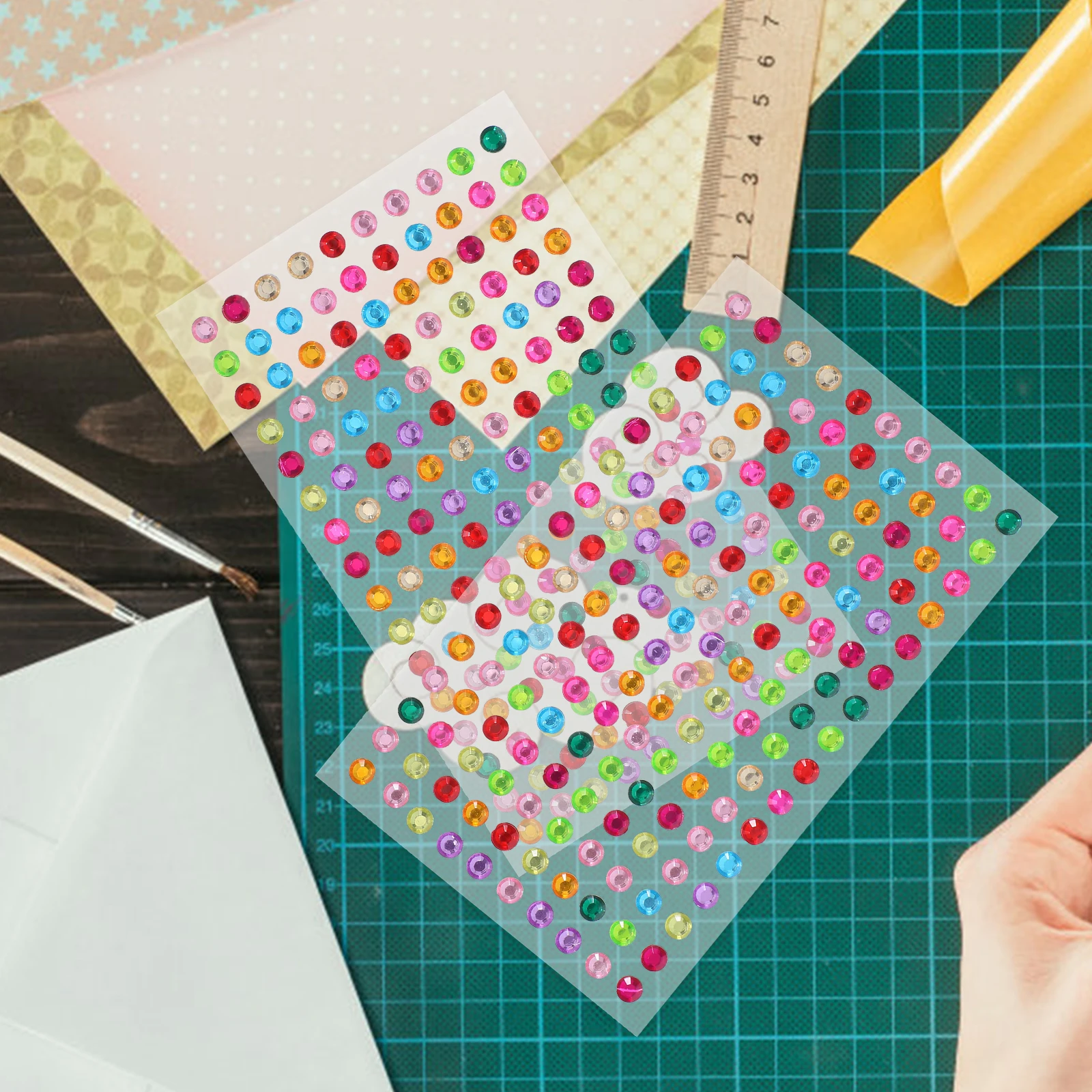 

10 Sheets Acrylic Stickers Adhesive Face Jewels Facial Rhinestone Rhinestones Eye Decals for Crafts Makeup Iridescent