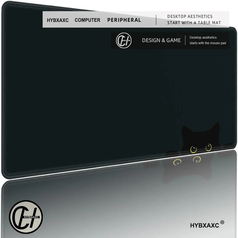 

Large Black Cat Design Mouse Pad, Non-Slip Base Stitched Edges Smooth Surface, Polyester Desk Mat for Gaming Office Home HYBXAXC