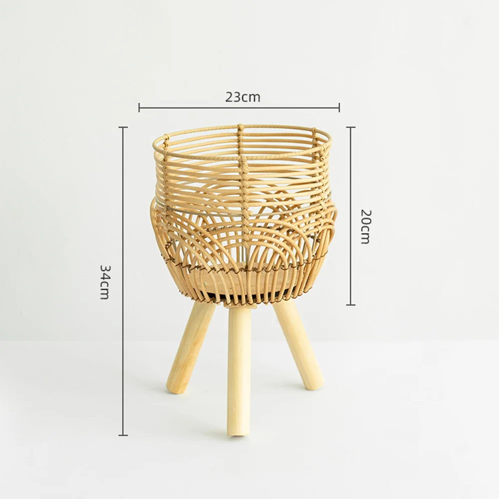 1PC Plastic Imitation Rattan Woven Flower Pot Nordic Style Rattan Weaving Potted Flower Basket Diy Home Decor Craft