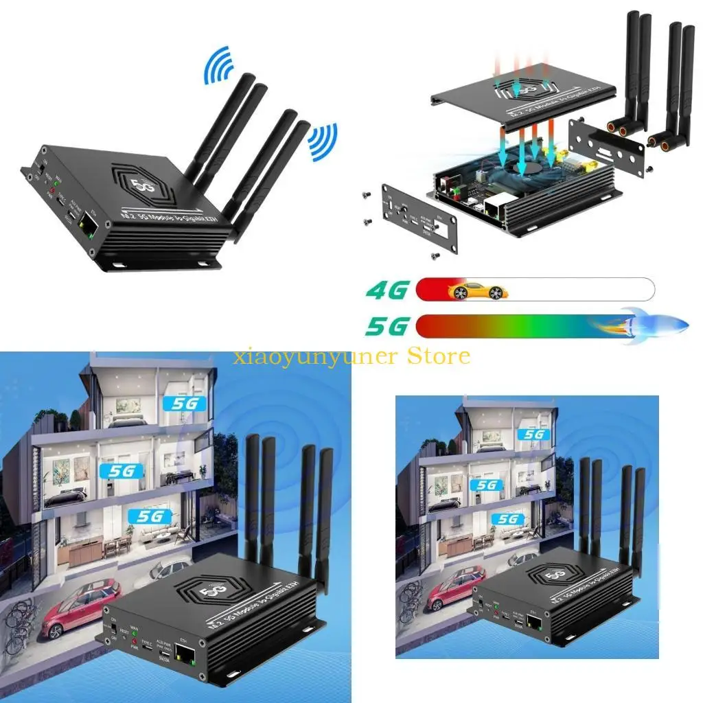 

P9JB M.2 NGFF Модуль до 2,5 Гбит / с адаптера LAN 4 Антенны корпус вентилятора RJ45