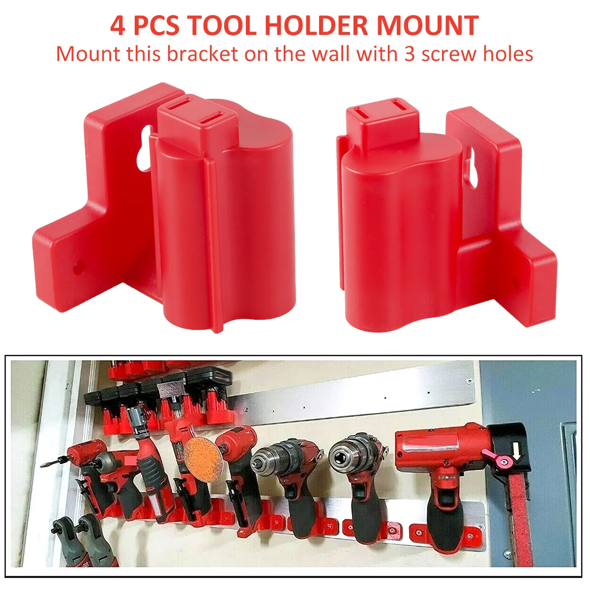 

4Pcs Power Tool Holder Plastic Electric Tool Battery Dock Holder Heavy Duty Hanger with Screws for Milwaukee M12 Drill Storage
